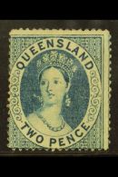 QUEENSLAND 1860-61 2d Blue Wmk Small Star, Clean- Cut Perfs, SG 7, Mint No Gum. Cat £950. For More Images,... - Other & Unclassified