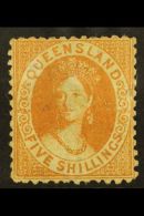 QUEENSLAND 1880 5s Yellow- Ochre, SG 124, Fine Mint With A Couple Of Slightly Short Perfs At Top. Signed Stolow.... - Other & Unclassified