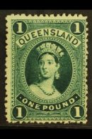 QUEENSLAND 1882-90 £1 Deep Green, Wmk W10, Lightly Hinged Mint. For More Images, Please Visit... - Other & Unclassified