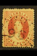 QUEENSLAND 1860 1d Carmine- Rose Clean-cut Perf., SG 4, Used With Light Numeral Cancellation, Well- Centered For... - Other & Unclassified