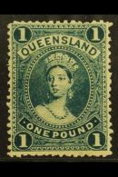 QUEENSLAND 1907-11 £1 Bluish Green, SG 312, Lightly Hinged Mint. For More Images, Please Visit... - Autres & Non Classés