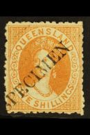 QUEENSLAND 1880 5s Yellow-ochre With "SPECIMEN" Overprint, SG 124s, Fine Mint, Very Fresh & Scarce. For More... - Otros & Sin Clasificación