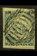 NEW SOUTH WALES 1850 (Jan) 2d Deep Blue Plate I Intermediate Impression, SG 16c, Used With 4 Margins Showing 2... - Other & Unclassified