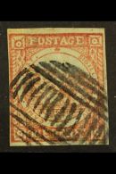 NEW SOUTH WALES 1850 (Jan) 1d Pale Red On Hard Bluish Paper, SG 5, Fine Used With 4 Margins. For More Images,... - Otros & Sin Clasificación