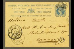 1901 India 1a On 1½a Postal Card From Perim To Holland, Aden Cds Cancel, Alongside Groningen Receiving Cds.... - Aden (1854-1963)