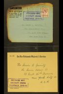 CRASH MAIL GREAT BRITAIN 1954 Air Letter From London To New York, Bearing 6d Stamp, With Boxed "SALVAGED MAIL /... - Autres & Non Classés