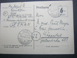 1946 , Notganzsache Mit Viel Text Aus Kiel , Text + Absender Minenräumdivision Aus Kopenhagen - Other & Unclassified