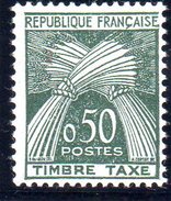 TAXE - TYPE GERBES: Légende "REPUBLIQUE FRANCAISE-TIMBRE-TAXE" - 50c Vert Foncé N° 93** - 1960-.... Mint/hinged