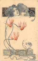 Illustrateur     Art Nouveau   Femme Et Fleurs: A La Dame Blanche - Autres & Non Classés