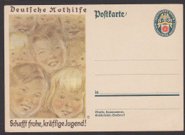 Deutsche Reich Deutsche Nothilfe 8+4 Pf. Ganzsachenkarte  * , "Schafft Frohe, Kräftige Jugend!" - Groepen Kinderen En Familie