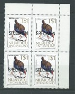 Tonga Niuafo´ou 1983 Bird Definitive $1 Self Adhesive Block Of 4 Specimen Overprint MNH - Tonga (1970-...)