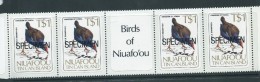 Tonga Niuafo´ou 1983 Bird Definitive Self Adhesive $1 Gutter Strip Of 4 With Label Specimen Overprints MNH - Tonga (1970-...)