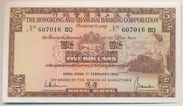 Hongkong / Hongkong és Sanghaj Bank Társaság 1965. 5$ T:I-
Hong Kong / Hong Kong And Shanghai... - Zonder Classificatie