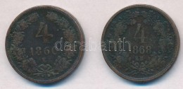 1860E 4kr Cu + 1868KB 4kr Cu T:2-,3 - Zonder Classificatie