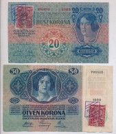 1913. 20K + 1914. 50K MindkettÅ‘ Csehszlovák Bélyeggel és Bélyegzéssel... - Zonder Classificatie