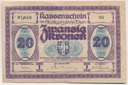 Ausztria / Bécs 1918. 20K  Pénztári Utalvány T:III Ly.
Austria / Wien 1918. 20 Kronen... - Ohne Zuordnung