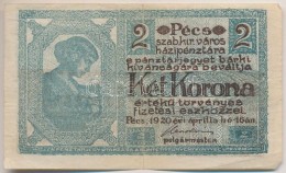 Pécs 1920. 2K Pénztárjegy T:III Szakadás - Non Classés