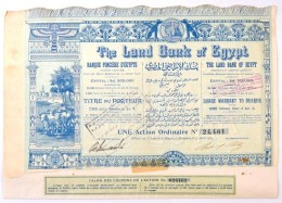 Egyiptom / Alexandria 1905. 'The Land Bank Of Egypt' Részvénye 5Å-ról, Szelvényekkel,... - Non Classés