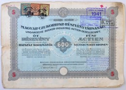 Budapest 1923. 'Magyar Czukoripar Részvénytársaság' 5 Részvénye... - Zonder Classificatie