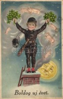 * T2/T3 Boldog Új Évet! / New Year, Chimney Sweeper, Clover, Erika Nr. 6117. Litho (EK) - Zonder Classificatie