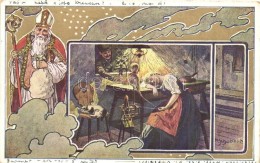 T2 Mikulás / Saint Nicholas, Golden Art Postcard. Serie 10. Nicolo Nr. 4. S: Schubert - Non Classés