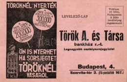 ** T1/T2 Török Bankház Osztálysorsjegye, Szervita Tér 3. / Hungarian Lottery Ticket... - Ohne Zuordnung