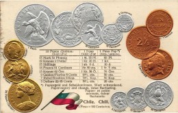 ** T1/T2 Chile, Chili - Set Of Coins, Currency Exchange Chart Emb. Litho - Zonder Classificatie