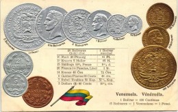 ** T1/T2 Venezuela - Set Of Coins, Currency Exchange Chart Emb. Litho - Non Classés