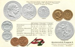 ** T1 Österreich-Ungarn I. / Austro-Hungarian Set Of Coins, Flag, Emb. Litho - Zonder Classificatie