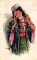T2/T3 Girl From The Balkan, Art Deco Postcard Erkal No. 332/3. S: Usabal - Zonder Classificatie