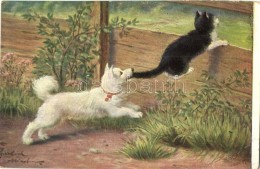T2/T3 Dog With Cat, Serie 195. Artist Signed (EB) - Unclassified