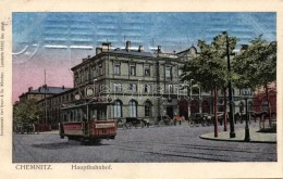 T1/T2 Chemnitz, Hauptbahnhof, Nicolaibahnhof 13 Strassenbahn / Railway Station,  Tram, Metallic - Non Classés