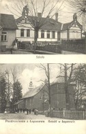 ** T1/T2 Lapanów, Szkola, Kosciól W Lapanowie / School And Church - Unclassified