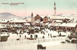 T1/T2 Banjaluka, Wochenmarkt-Platz / Govedarnica / Market Square In Winter - Zonder Classificatie