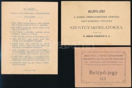 Cca 1900-1910 BelépÅ‘ Jegyek Kassai Rendezvényekre, 3 Db (Székesegyáz és Az... - Ohne Zuordnung