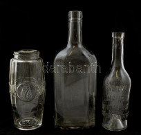 3 Db Hibátlan üveg(Gessler, Diana Sósborszesz, Stb.), M: 16, 20, 23 Cm - Verre & Cristal