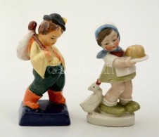 2 Db Kerámia és Porcelán Figura, Hibátlanok, Kézzel Festettek, Jelzés... - Andere & Zonder Classificatie