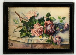EJ Jelzéssel: Virágcsendélet. Akvarell, Papír, üvegezett Keretben, 29×44 Cm - Autres & Non Classés
