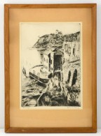 Aszódi Weil Erzsébet (1901-1976): Posillipo. Rézkarc, Papír,  Jelzett, üvegezett... - Andere & Zonder Classificatie