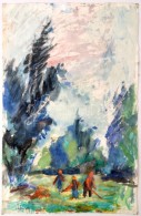 Antal Irén (1903-1999): Erdei Munka. Akvarell, Papír, Jelzett, 48×31 Cm - Autres & Non Classés