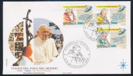 1993 II. János Pál Pápa Utazásai Sor FDC-n Mi 1101-1103 - Andere & Zonder Classificatie