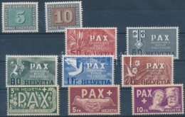 ** * 1945 Pax 20c, 30c, 40c Nélkül Az 5Fr Falctalanított/ Mi 447-448 + 452-459 (458 Hinge... - Other & Unclassified