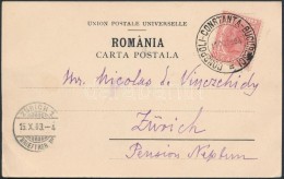 1903 Képeslap 'CONSPOLI - CONSTANTA - BUCURESCI' Tengeri Postával Svájcba / Sea Post Card To... - Other & Unclassified