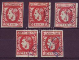 O 1869 Mi 23 Lemezhibák, Lemezjavítások 5 Db Bélyeg / Plattenfehler, Retouche, 5 Marken - Other & Unclassified