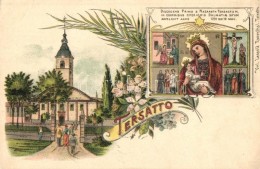 ** T2/T3 Fiume, Trsat, Tersatto; Church, Life Of Jesus Christ, Floral Art Nouveau Litho  (EK) - Zonder Classificatie