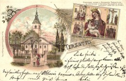 T2/T3 1898 Fiume, Trsat, Tersatto; Kegytemplom / Church, Floral, Litho (EK) - Non Classés
