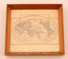 1849  Föld Képe. RézmetszetÅ± Térkép, üvegezett Keretben / Map Of The Globe... - Andere & Zonder Classificatie