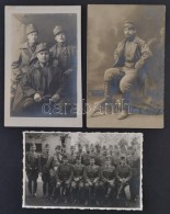 Cca 1910-1940  Magyar Katonák Csoportképei, 3 Db Fotó, 8,5x13,5 Cm - Andere & Zonder Classificatie