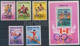 ** 1977 Olimpiai érmesek Sor Fekete Felülnyomással Mi 653-657 + Blokk Mi 45 (próbanyomat) - Autres & Non Classés