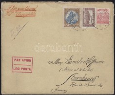 1922 (4. Díjszabás) Légi Levél Franciaországba Koronás Madonna 50K... - Autres & Non Classés